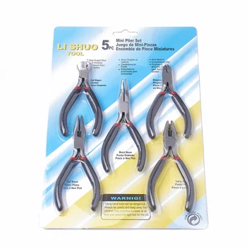 

5pcs DIY Jewelry Tool Steel Pliers Sets Round Nose Wire-Cutter End Cutting Side Cutting and Bent Nose Pliers With Packaging