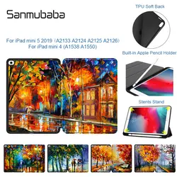 Sanmubaba для iPad mini 5 2019 чехол для планшета для iPad mini 4 7,9 дюймов ТПУ Мягкая задняя кожа флип смарт-чехол с держателем карандаша