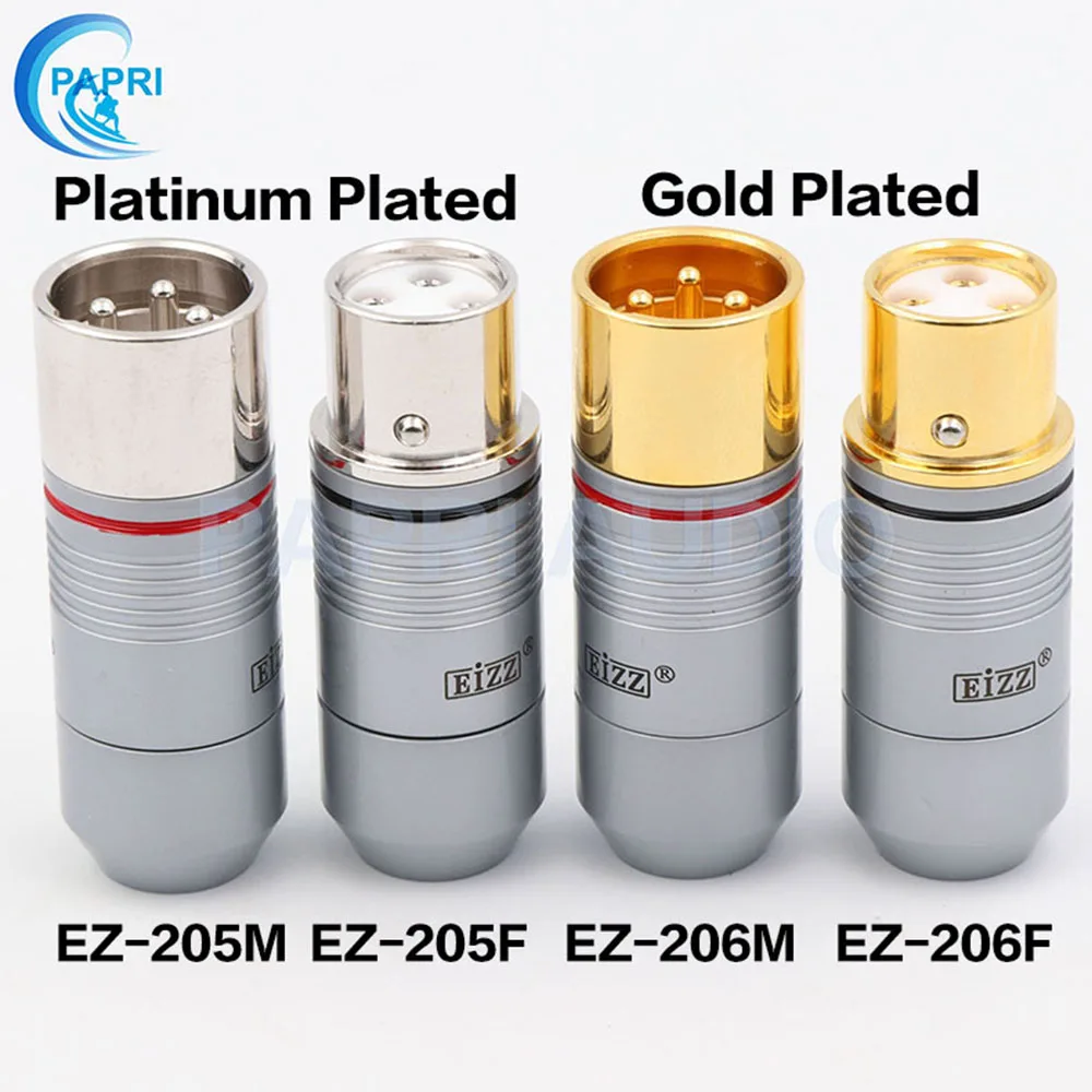 US $39.90 EIZZ 2PCS Tellurium Copper 3 Pin Male Female XLR Connector MIC Snake 24K Gold Platinum Plated Audio AMP Microphone Cable Jack