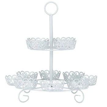 

Cupcake Stand Holds Up to 12 Cupcakes White 2 Tiers for All Occasions Birthday Baby Shower Parties