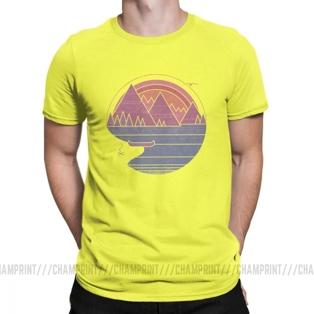 Футболка для походов в горы, Мужская футболка для активного отдыха, отдыха на природе, кемпинга, летняя футболка с круглым вырезом, одежда из хлопка - Цвет: Цвет: желтый