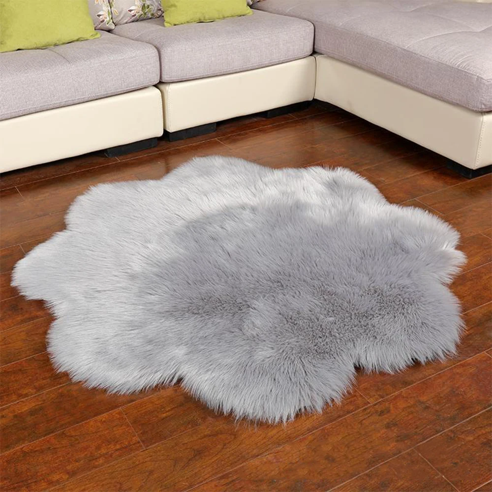 

1pc Antiskid Soft Faux Fur Wool Carpet Indoor Sheepskin Rug Modern Carpet Mat Blue White Pink Gray Living Room 30x30cm