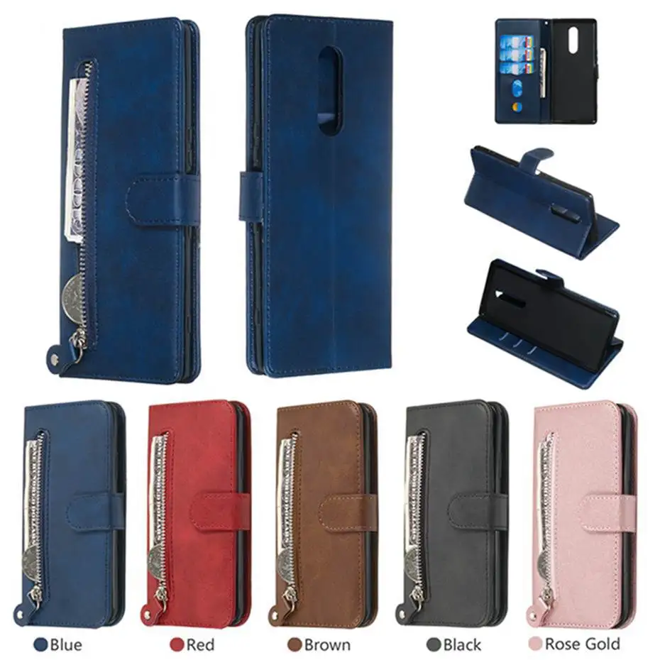 

Zipper Wallet Leather Case For Sony xperia 1 XZ3 XZ2 Flip Cover Case For Sony xperia 1 XZ3 XZ2 Phone Case