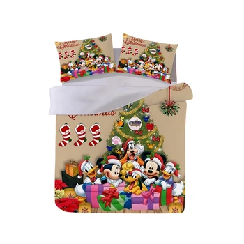 

Disney Mickey Minnie Christmas Bedding Set Duvet Cover Pillowcase Home Textile Adult Children Gift Queen King Size Bed Set