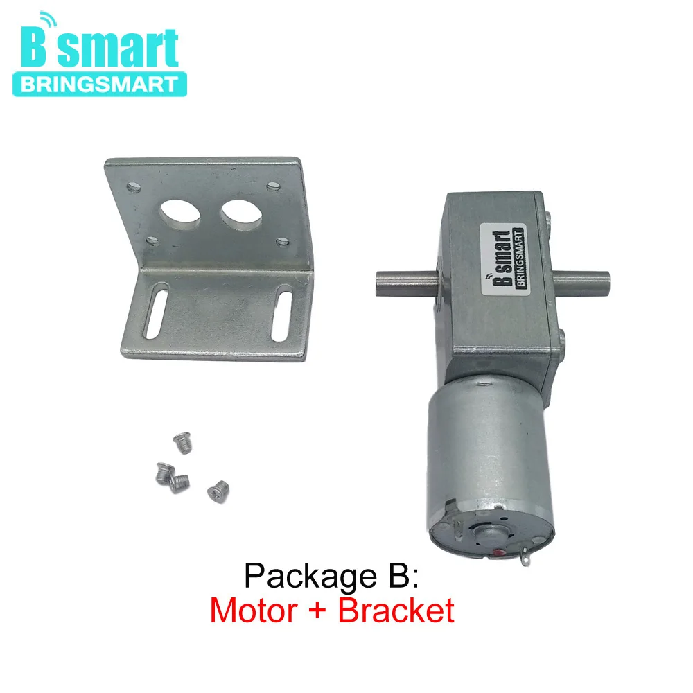 Bringsmart DC червячный мотор-редуктор JGY-370 двойной вал 6-24 в обратный самоблокирующийся двойной выходной вал Мини редуктор шестерни двигатель постоянного тока