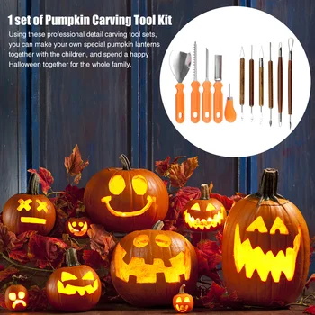 

11pcs Cutting Crafts Safe Sculpting Halloween Lantern Party Kids Adults Engraver Pumpkin Carving Tool Kit Stainless Steel DIY