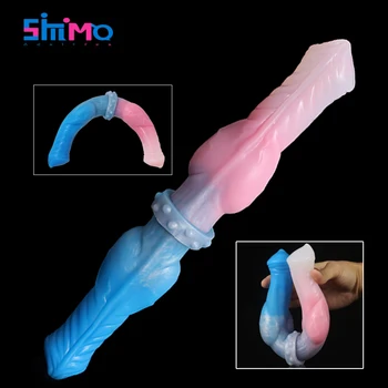 SMMQ Pink Double Dildo Animal Horse Dick Wolf Huge Knot Dildo Soft Silicone Anal Butt Plug Lesbian Sex Toy For Couples Anus 1