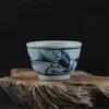 Handmade Porcelain Blue and White Character Pattern Kung Fu Teacup Wine Cup 1