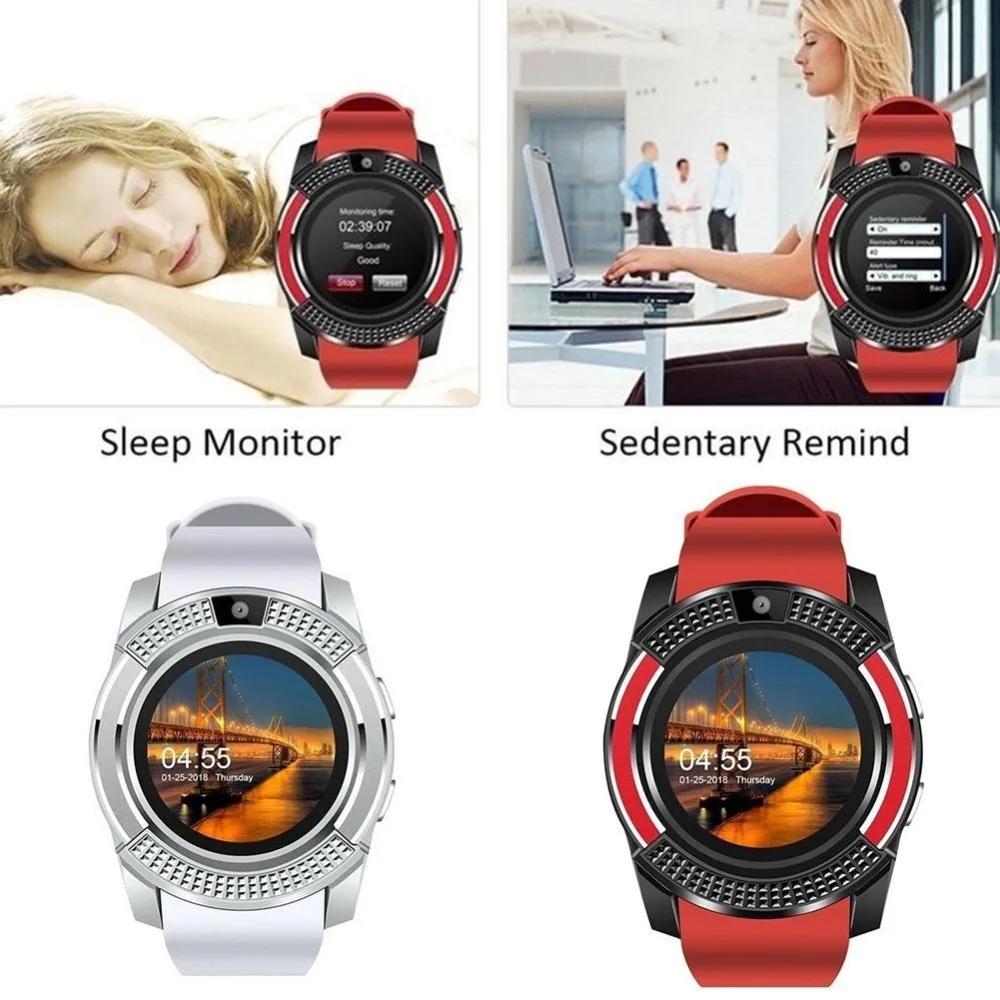 Смарт-часы V8, Bluetooth, Смарт-часы с сенсорным экраном, наручные часы с камерой, слотом для sim-карты, водонепроницаемые спортивные часы для Android