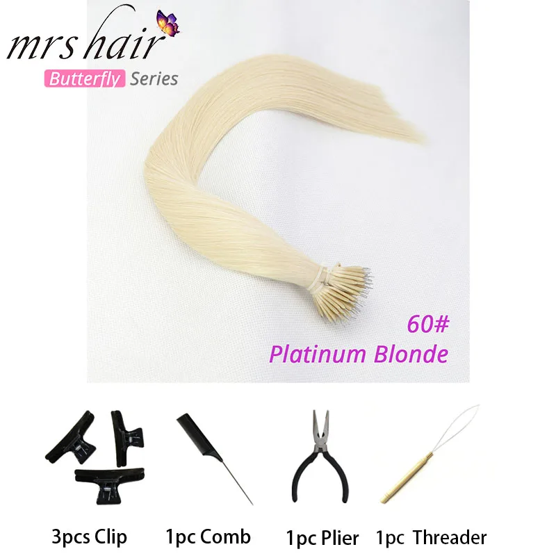 #60 MRS HAIR нано-наращивание волос 1" машина Remy микро кольцо нано волосы из бисера предварительно скрепленные микро-звенья волосы для наращивания 50 шт 100 шт - Цвет: #60
