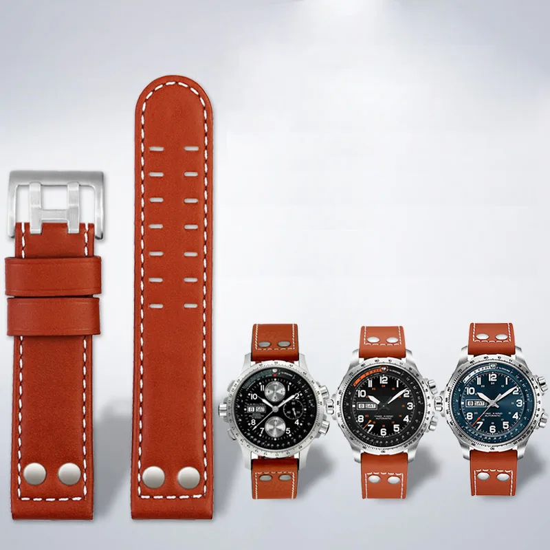 

For Hamilton Khaki aviation Watch H77616533 H77616533 Watch Strap Genuine Leather jazz field Men WatchBand 20 22 Military Style