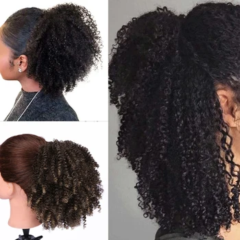 

FAVE Synthetic Hair Bun Drawstring Ponytail Afro Puff Curly Chignon With Plastic Combs For Women
