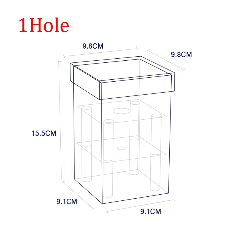 1 hole flower box Акриловая Цветочная коробка, коробка розы, лучшая Подарочная коробка для девушки, Декоративная Прозрачная бонсай, горшок, квадратная Цветочная коробка, цветочная упаковка, подарочная коробка - Цвет: 1 hole flower box