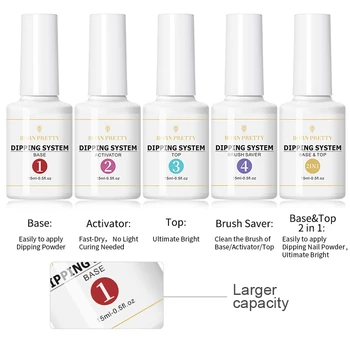 

BORN PRETTY 15ml Dipping Nail Powder System varnish Base Top Activator Nail Glitter Power Dust Brush Without Lamp Needed varnish