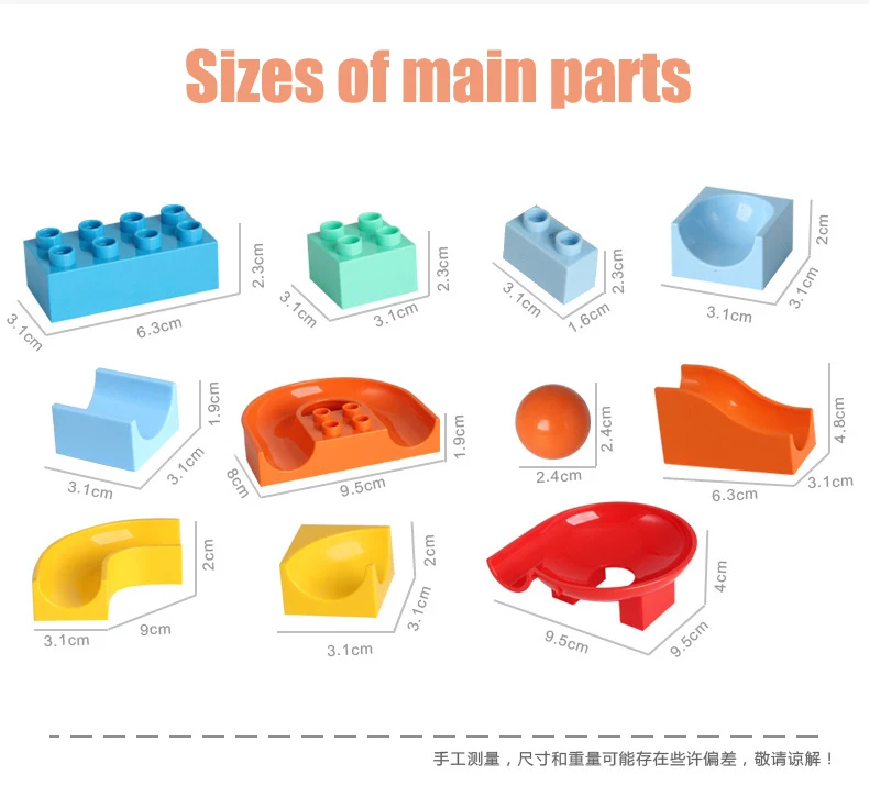 55-163PCS LargeSize Particle Building Blocks Plastic Assembled Toys Slipway Marble Interconnecting Blocks Gifts for Children