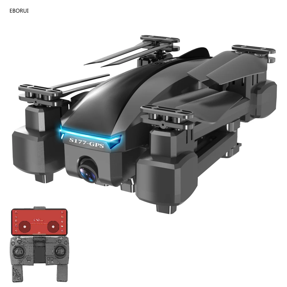 EBORUI S177 GPS RC Drone 4K Dual Cams 5G WiFi FPV Drone Optical Flow Positioning RC Quadcopter with GPS Return Home RTF Gift Toy
