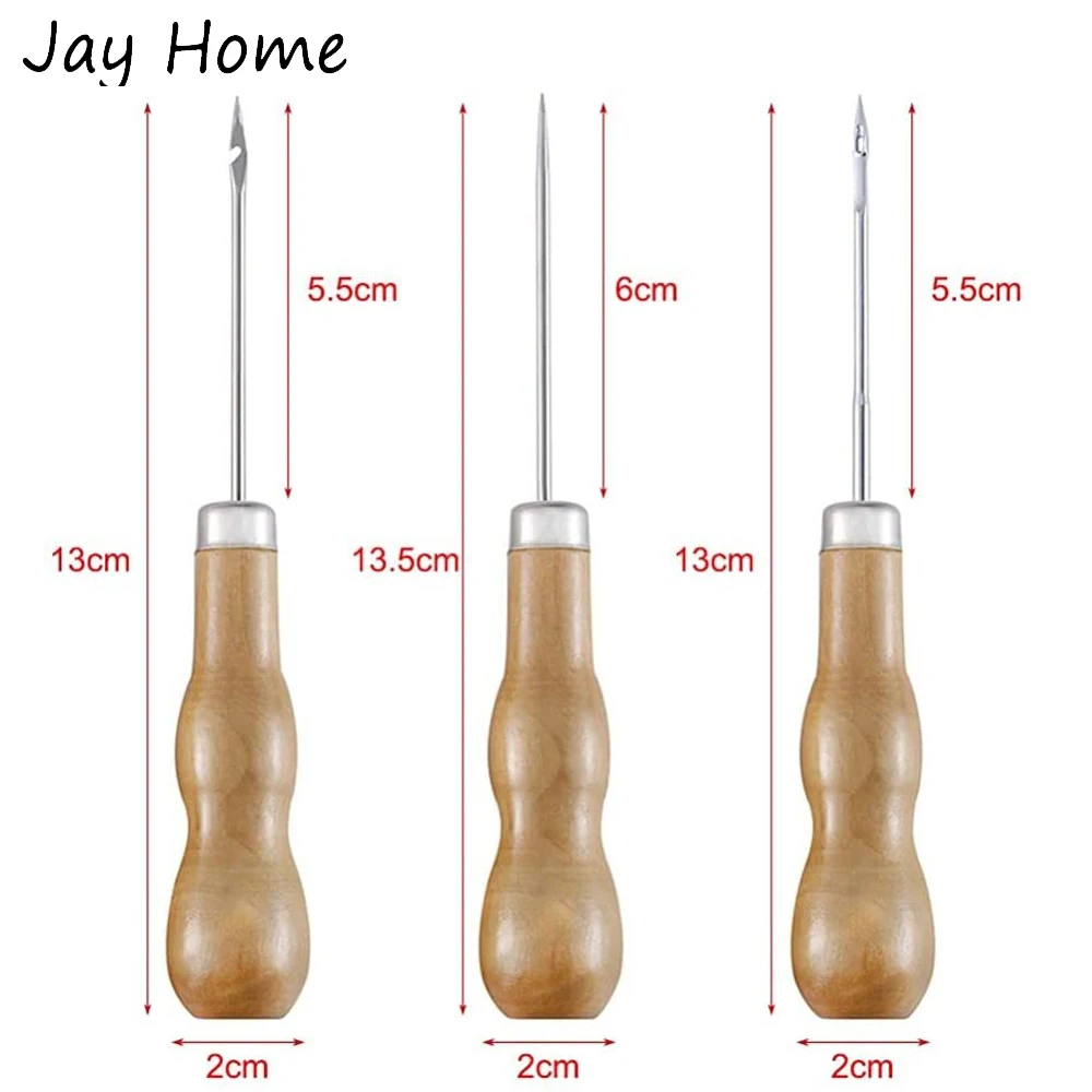 3/1PCS Wooden Handle Sewing Awl DIY Carft Canvas Shoes Threader Repair  Punch Awl Leather Craft Awl Tool Sewing Tool Craft - AliExpress