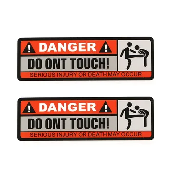 

LEEPEE 2pcs Car Warning Sticker PVC SERIOUS INJURY OR DEATH MAY OCCUR DO NOT TOUCH Car Decal Accessories Danger Car Sticker