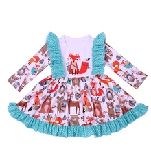 Новое Эксклюзивное Платье-пачка с лисой для маленьких девочек детское платье в горошек с рисунком животных одежда из молочного шелка с длинными рукавами осенне-зимняя одежда