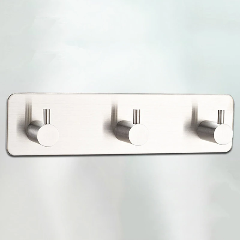 Three Hooks 4 Pcs Многофункциональная самоклеющаяся ванная комната/кухня настенная вешалка ручка из нержавеющей стали на клейкой Матовый никель крючки для халатов D20 - Цвет: Three Hooks 4 Pcs