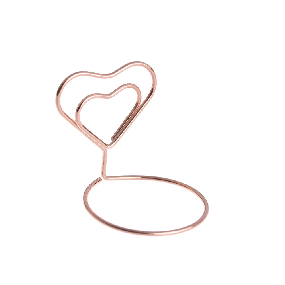 Type5 Rose Gold 1 шт., 2 стиля, металлический зажим для банкнот, карта, сердце, бриллиантовая форма, зажим для фото карты, подставка, настольная подставка, Свадебный декор для рабочего стола - Цвет: Type5 Rose Gold