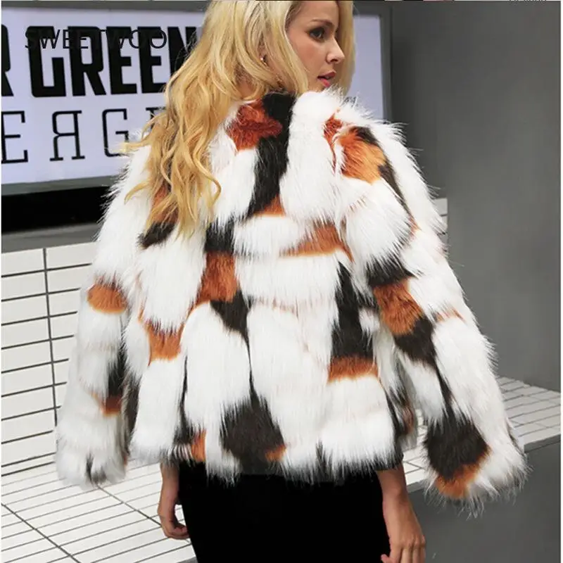 Faux Fur Jacket Women's Casual New Autumn and Winter Korean Version of The Imitation Fox Fur Round Neck Jacket Tide Large Size