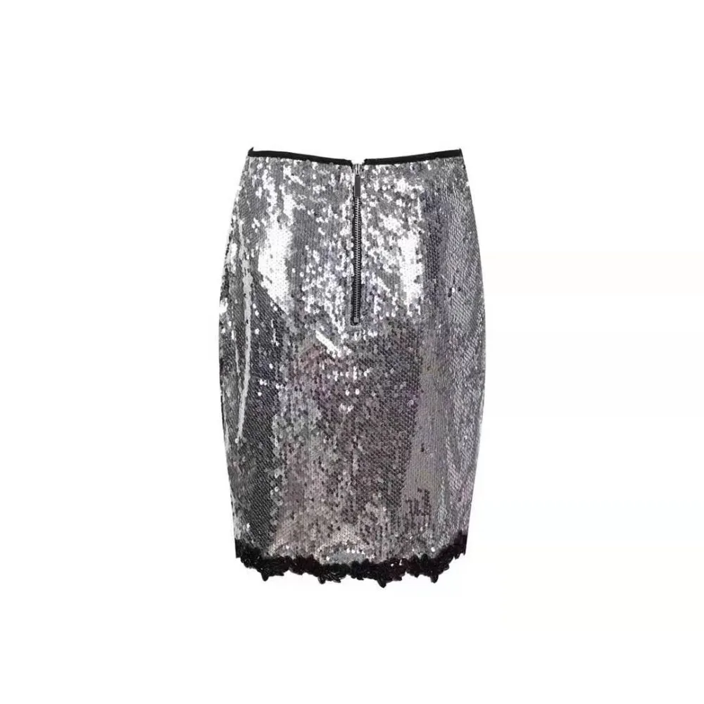 Сексуальная модная Серебряная юбка с пайетками, женская летняя повседневная короткая юбка в стиле пэчворк, Клубная одежда из сетчатого кружева, Прямая поставка
