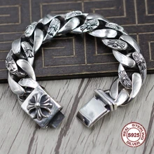 S925 мужской браслет из стерлингового серебра индивидуальный тренд властный крест панк стиль ретро классический отправить подарок на любовь
