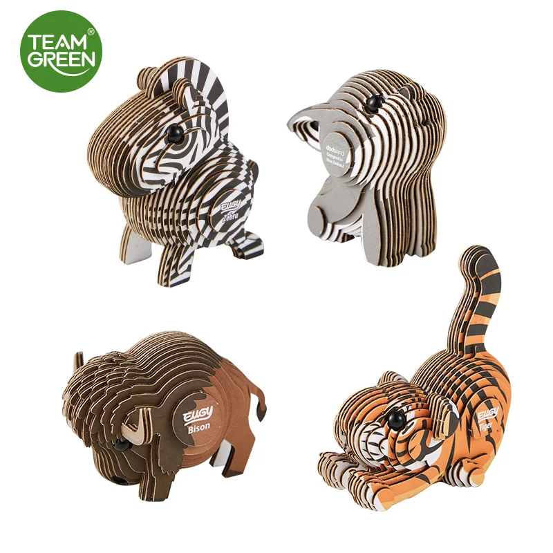 

TEAMGREEN Green Mission Corrugated Fiberboard 3D Puzzle Model CHILDREN'S Toy 3D Fight Inserted Model DIY Educational Wooden Toy