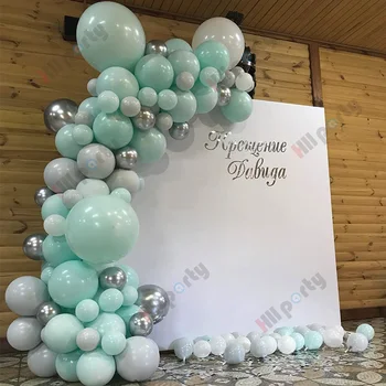 

114Pcs Birthday Party Decoration Balloon Garland Arch Double Macaron Silver Wedding Birthdayparty Balloons Baby Shower Boy Girl