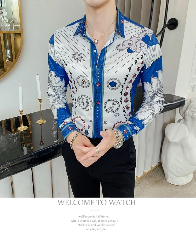 Мужская гавайская рубашка, Hombre Chemise Homme, рубашки, роскошная брендовая одежда, рубашка с длинным рукавом, Camisas Masculina, рубашки для мужчин
