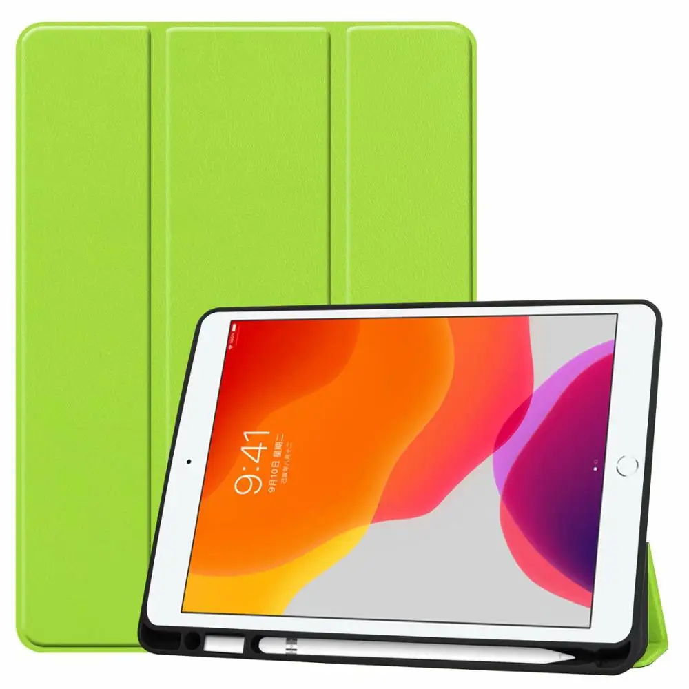 Чехол для планшета с держателем ручки для Ipad, 10,2 дюймов,, чехол для Apple Ipad 7, 7, 7 дюймов, 10,2 дюймов, A2200 aaaa2200, A2198, A2232, защитный корпус+ стилус - Цвет: green