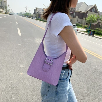 

Retro Alligator Pattern Shoulder Bags For Women 2020 Casual PU Leather Underarm Bags Female Bucket Handbag Bolsa Feminina