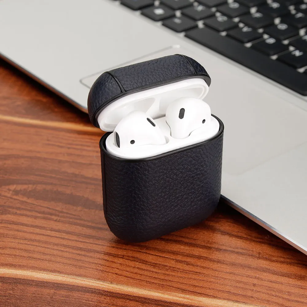 LISM чехол из натуральной кожи для Apple Airpods 1/2 противоударный ПК чехол для AirPods протектор для наушников Litchi шаблон чехол Капа