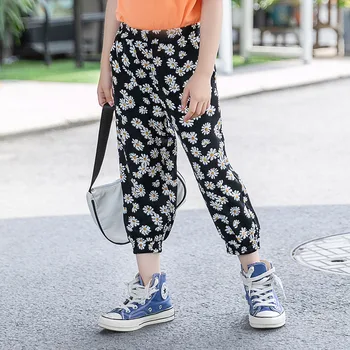 

Girls' mosquito pants 2020 new summer small daisy printed children's Lantern pants loose wide leg pants