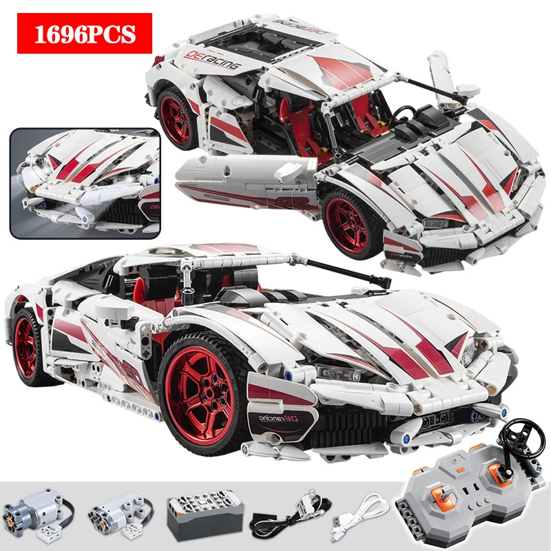 

Technic Block 1696PCS City Racing Model Building Blocks RC Racing Car Electric Bricks Enlighten Toy For Children