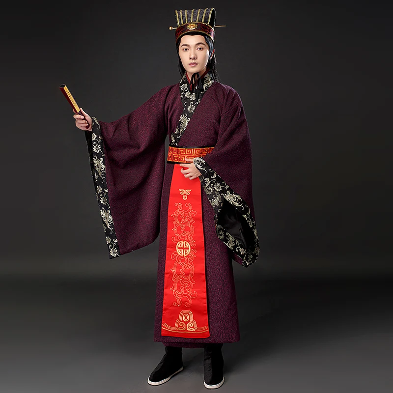 Косплей hanfu мужчины Древний китайский бизнесмен главный армейский советник