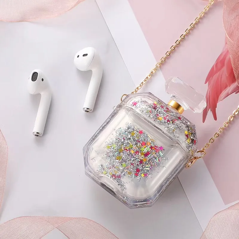 2 Бутылочка роскошных духов Quicksand для airpods чехол стерео беспроводной Bluetooth ремешок на голову для гарнитуры для Airpods 1/2 жесткий чехол зарядная коробка - Цвет: 2