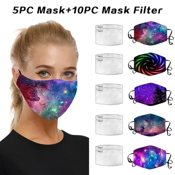 

5pc Face Mask Dustproof Windproof Foggy Haze Pm2.5 Mouth Caps Washable With Gasket Face Mascarilla Tela Filter Mascarillas#yl5
