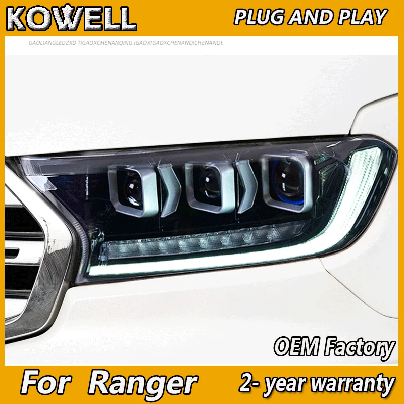 

For Ford Ranger Everest T6 FL T7 T8 Raptor 2016-2021 Headlights ALL LED Head Lamp LED DRL LED Dynamic Turn Signal 2pcs Headlight