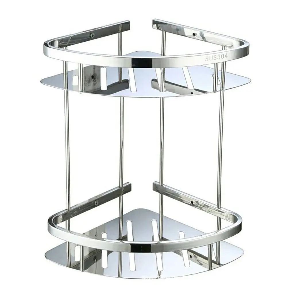 

Stainless Steel Anti-rust Storage Shelf Wall Mounted Hanging Rack Washroom Bathroom Shower Soap Sponge Holder Household Holder