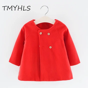 

TMYHLS 1-3 years European girls fall and winter new round-necked long-sleeved capes children's coats