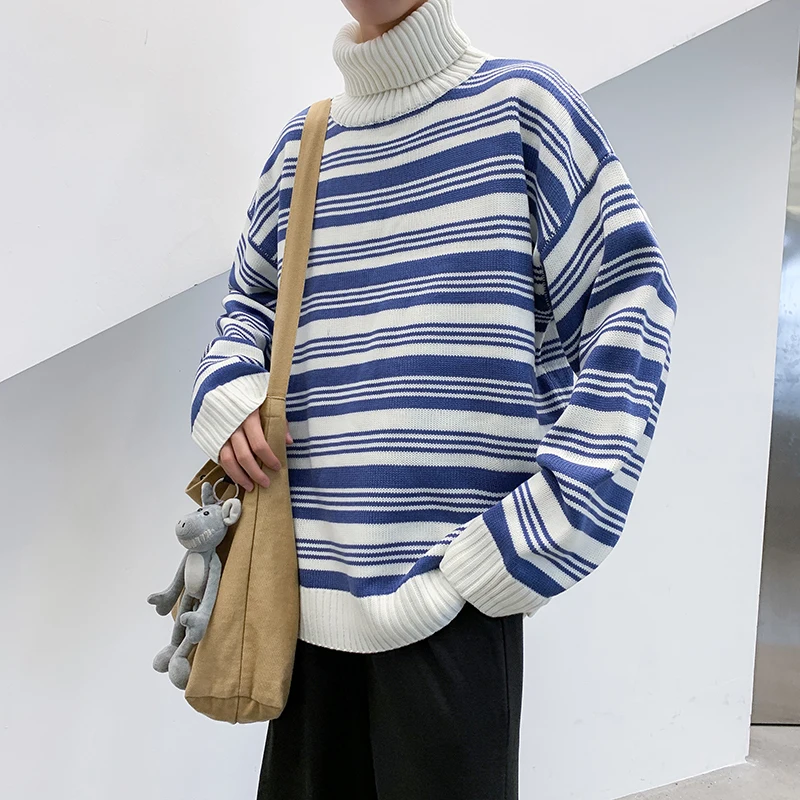 ^*Best Offers 2019 Winter Men's Stripe Printing Knitting Loose Coats Tide In Warm Cashmere Turtleneck Woolen Pullover Casual Brand Sweater ^*Best Offers 2019 Winter Men's Stripe Printing Knitting Loose Coats Tide In Warm Cashmere Turtleneck Woolen Pullover Casual Brand Sweater