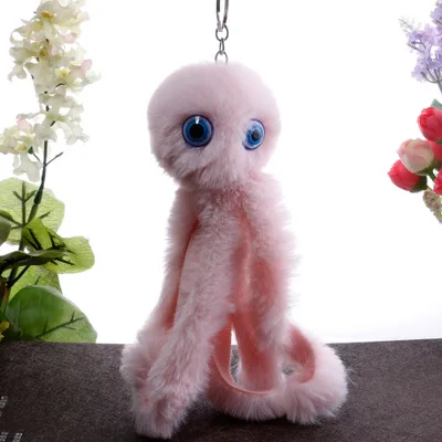 ZG милый Cthulhu Осьминог помпон брелок мягкая игрушка брелок шарик из искусственного кроличьего меха женская сумка для автомобиля помпон брелок для ключей помпон - Цвет: pink