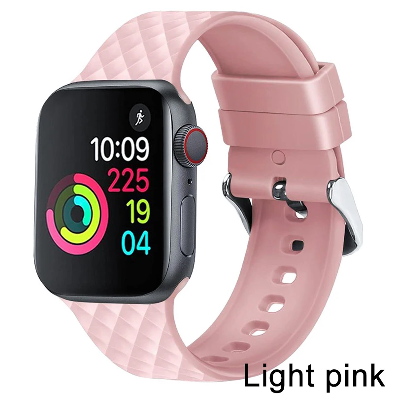 pink Силиконовый ремешок для apple watch 5 ремешок 44 мм 40 мм iwatch ремешок 42 мм 38 мм тканый узор браслет ремешок для apple watch 4 3 2 1 - Цвет ремешка: pink