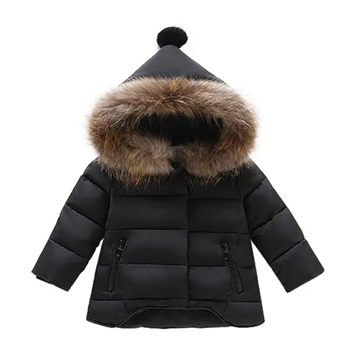 Черный Winter Baby Girls Coats Outwear Fashion Children Long Sleeve Children Jackets Clothing Warm Hooded Coat 1 2 3 4 5 6 Year - Цвет: Черный