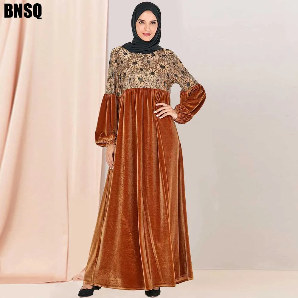 BNSQ черное кружевное вечернее платье для мусульманских женщин Caftan Morocain Kaftan Djelaba Femme Исламская одежда, Дубай, большие размеры Вечерние - Цвет: 9254 brown