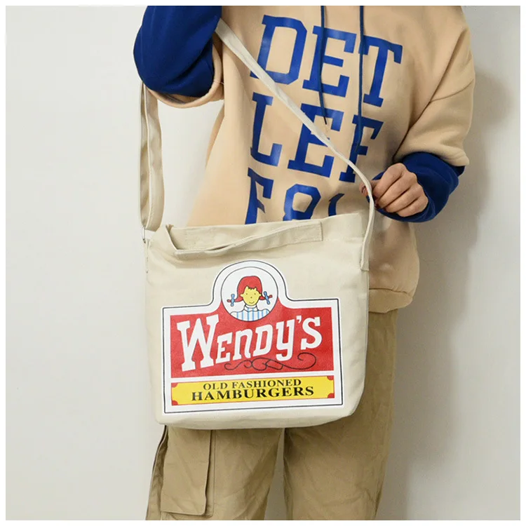Cross Border for New Style Single-shoulder Canvas Bag Japanese Style Cartoon WOMEN'S Messenger Bag Women's College Student