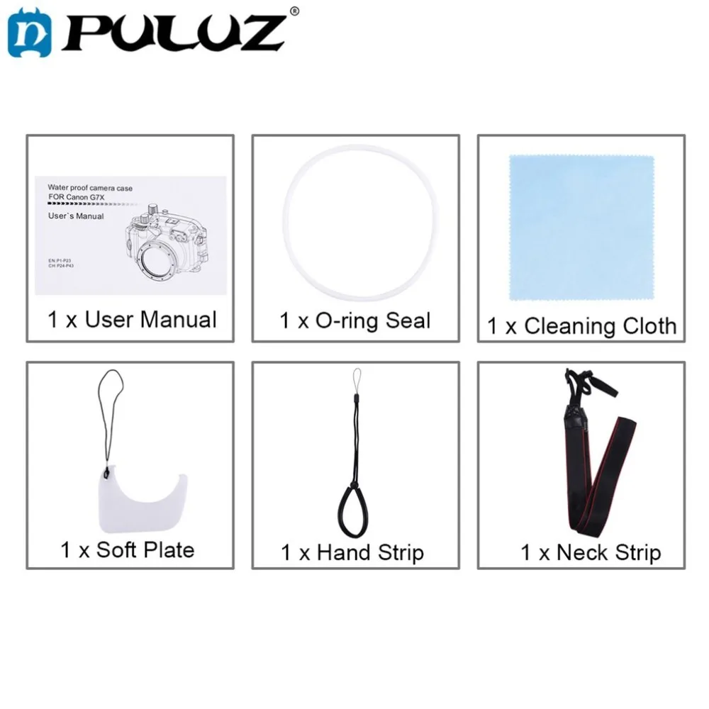 PULUZ 40m Underwater Depth Diving Case Waterproof Camera Housing for Canon G7 X Black Lightweight Protective Cover