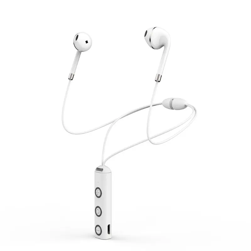 1 пара спортивных bluetooth-наушников, гарнитура с магнитным шейным ремешком - Цвет: Белый